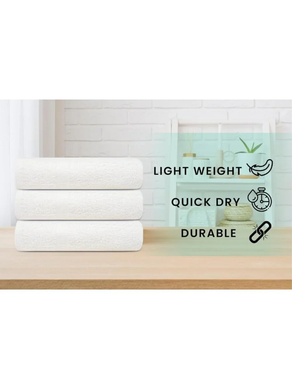 Bulk White Bath Towels 12 Pack - 100% Cotton, Quick Dry, Ultra-Soft & Absorbent